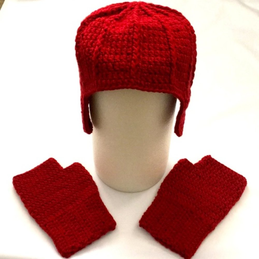 Men Hat With Ear Flaps /Warm  Fingerless Gloves - Picture 3 of 6